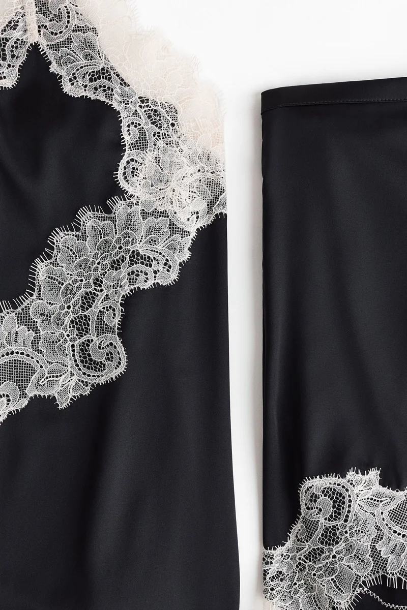 H&M Lace-trimmed satin pyjamas